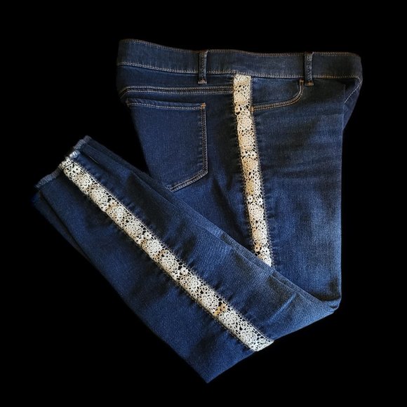 Wonder Nation Adorable Girls Jeggings W/ White Lace, LIKE NEW - Picture 1 of 6